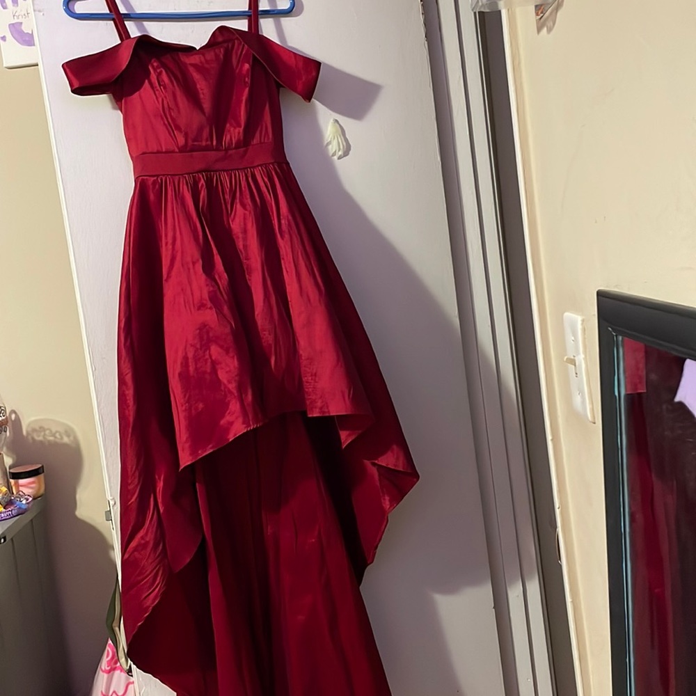 Red off the shoulder dress for homecoming or prom